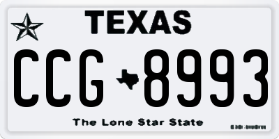 TX license plate CCG8993