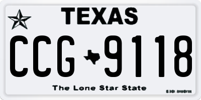 TX license plate CCG9118
