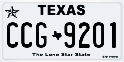 TX license plate CCG9201