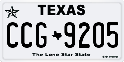 TX license plate CCG9205