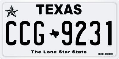 TX license plate CCG9231