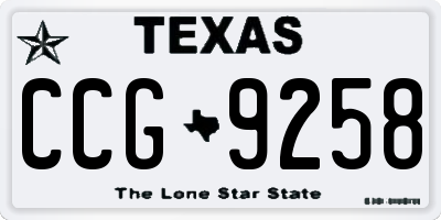 TX license plate CCG9258