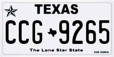 TX license plate CCG9265