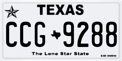 TX license plate CCG9288