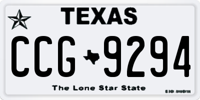 TX license plate CCG9294