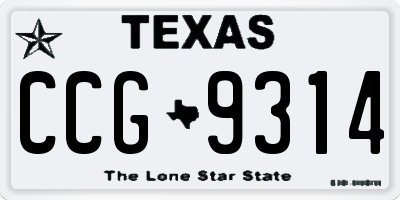 TX license plate CCG9314