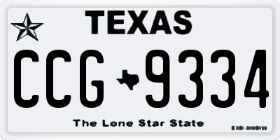 TX license plate CCG9334