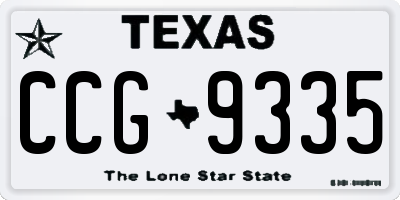 TX license plate CCG9335