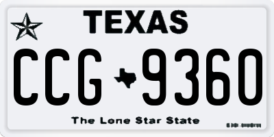 TX license plate CCG9360