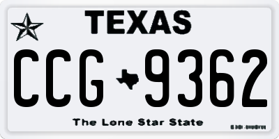 TX license plate CCG9362