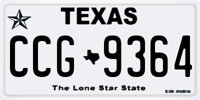 TX license plate CCG9364