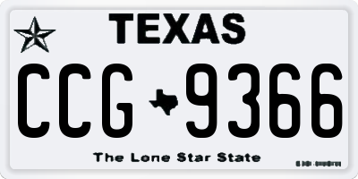TX license plate CCG9366