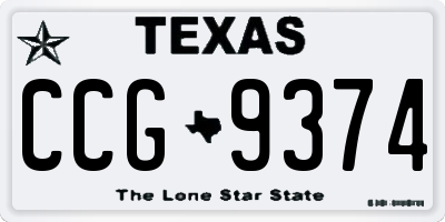 TX license plate CCG9374
