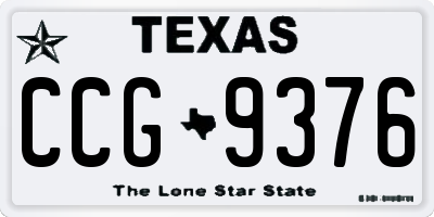 TX license plate CCG9376