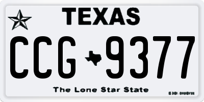 TX license plate CCG9377