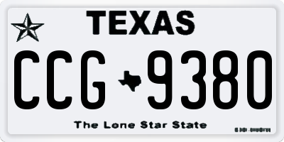 TX license plate CCG9380