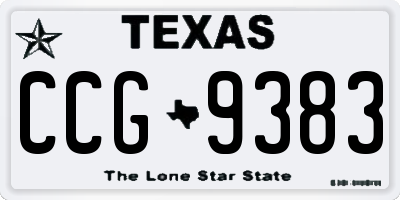 TX license plate CCG9383