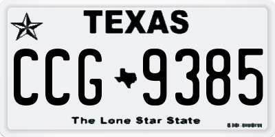 TX license plate CCG9385