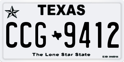 TX license plate CCG9412
