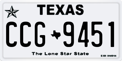 TX license plate CCG9451