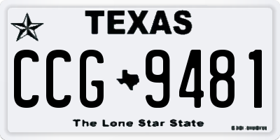 TX license plate CCG9481