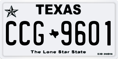 TX license plate CCG9601