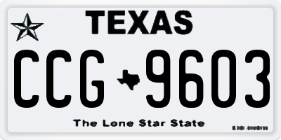 TX license plate CCG9603