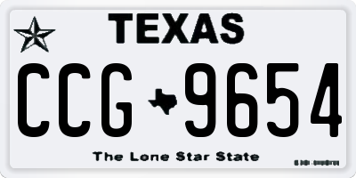 TX license plate CCG9654