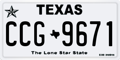 TX license plate CCG9671