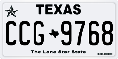 TX license plate CCG9768