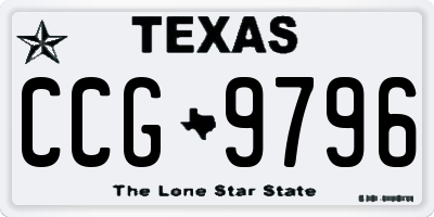 TX license plate CCG9796