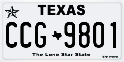 TX license plate CCG9801