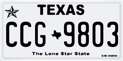 TX license plate CCG9803