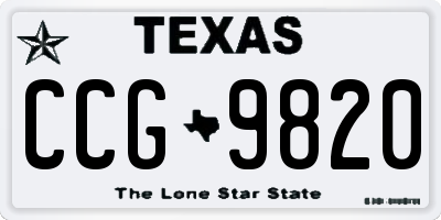 TX license plate CCG9820