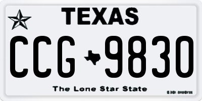 TX license plate CCG9830