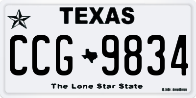 TX license plate CCG9834
