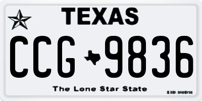 TX license plate CCG9836