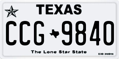 TX license plate CCG9840