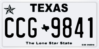 TX license plate CCG9841