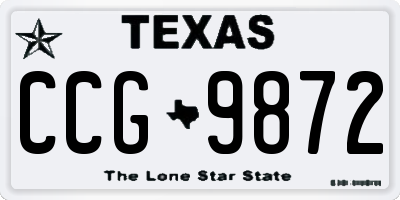 TX license plate CCG9872