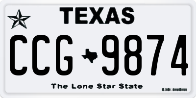 TX license plate CCG9874