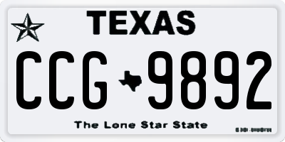 TX license plate CCG9892