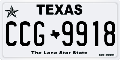 TX license plate CCG9918