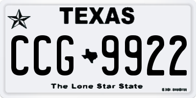 TX license plate CCG9922