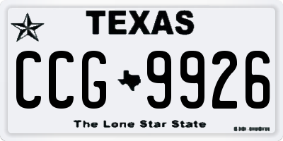 TX license plate CCG9926