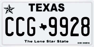 TX license plate CCG9928