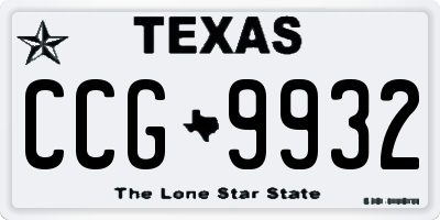 TX license plate CCG9932