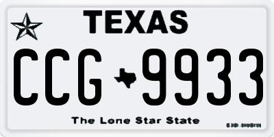 TX license plate CCG9933