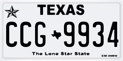 TX license plate CCG9934