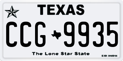 TX license plate CCG9935